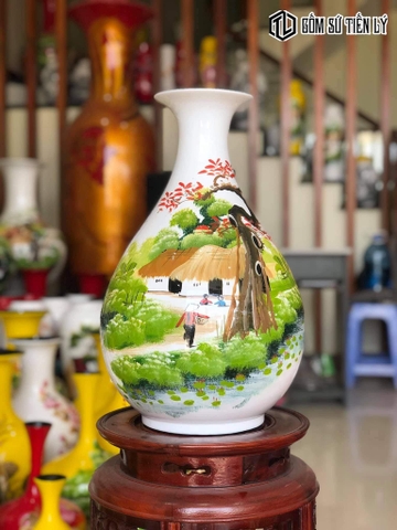 Bình hoa sơn mài vẽ tay-TLM65