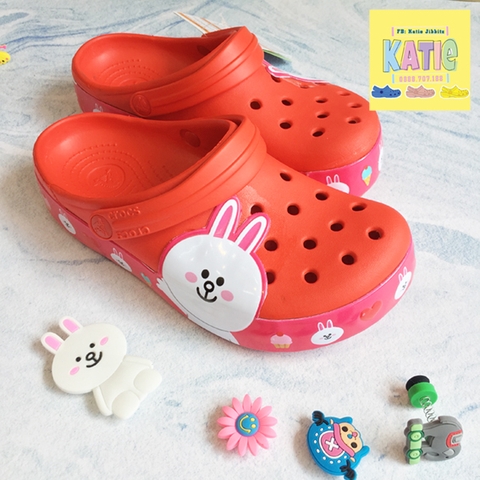 Dép cá sấu Crocs Band thỏ Line Friends màu đỏ