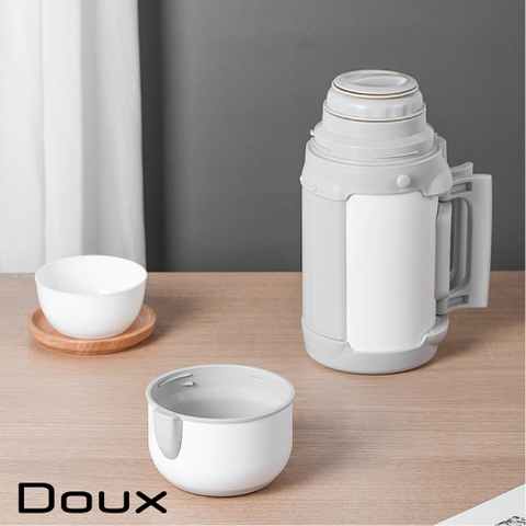 Bình ủ cháo cho bé giữ nhiệt đa năng DOUX màu xám trắng (Dung tích lớn tới 1 lít)