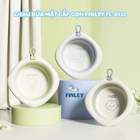 Thau chậu rửa mặt cho bé gấp gọn BABY FINLEY màu Xám - Xanh mint - Tím pastel (FL-0112)