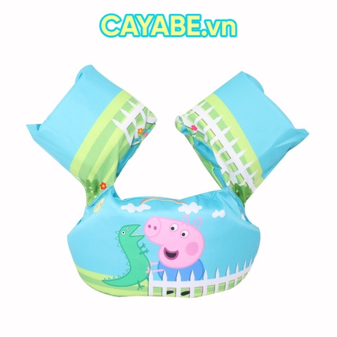 Phao bơi cho bé CAYABE heo Peppa Pig màu xanh (phao tay kèm phao đỡ ngực cho trẻ em)