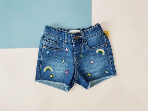 Quần Short jean  bé gái cầu vồng màu xanh đậm