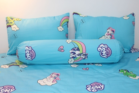 Vỏ áo gối ôm in 5D ngựa Little Pony màu xanh vải cotton 100%