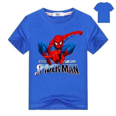 Áo thun bé trai người nhện Spiderman màu xanh