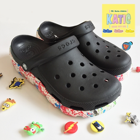 Dép cá sấu Crocs Duet Sport màu Đen đế sơn