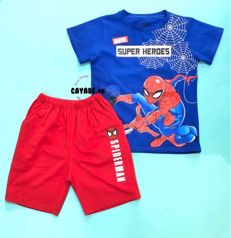 Đồ bộ bé trai tay ngắn, quần ngắn người nhện Spiderman xanh