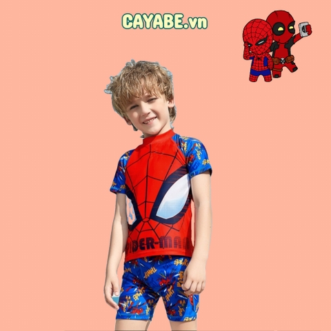 Đồ bơi bé trai người nhện Spiderman đỏ tay ngắn, quần rời