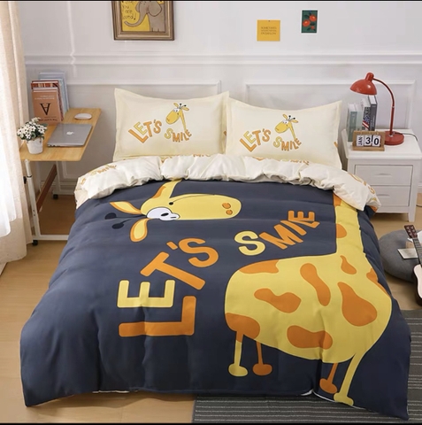 Bộ ga giường 4 món hình hoạt in 5D in theo yêu cầu Cotton Terry 18