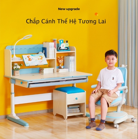 BÀN HỌC THÔNG MINH CHỐNG GÙ, CHỐNG CẬN CAYABE CB-DK120 CHO BÉ DÀI 120 CM MÀU XANH