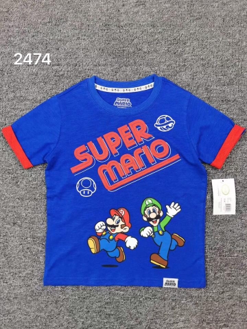 Áo thun bé trai Super Mario màu xanh dương