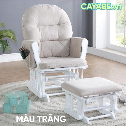 Ghế lắc thư giãn CAYABE cực êm có gác chân cho mẹ bầu và người lớn màu trắng be