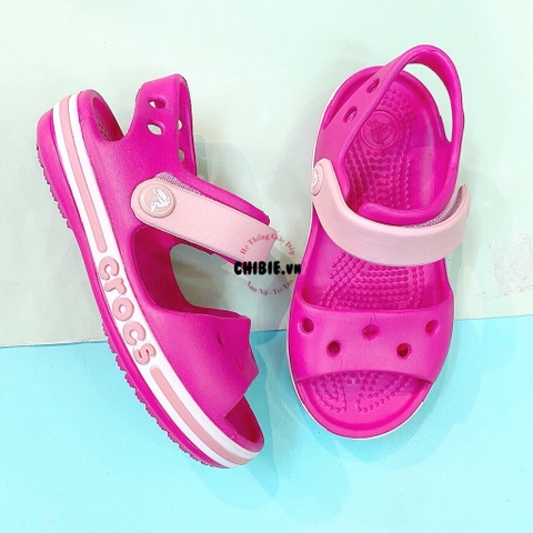 Giày sandal Crocs trẻ em Baya màu hồng đậm (tặng kèm 6 nút sticker gắn dép Crocs)