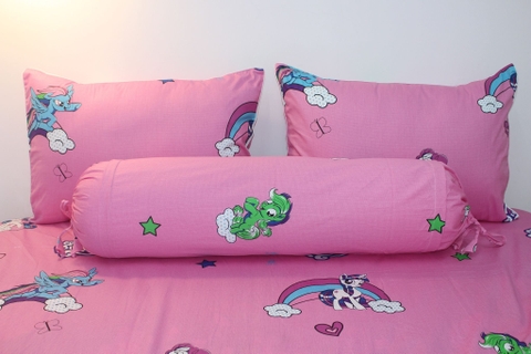 Vỏ áo gối nằm in 5D ngựa Little Pony màu hồng vải cotton 100%