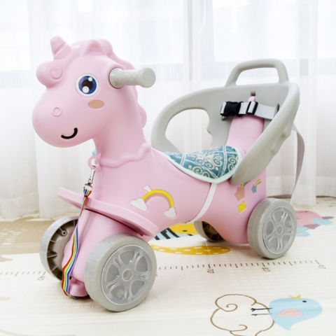 Ngựa chòi chân có dây kéo màu hồng Toyshouse WM19031 ( Không cần đẩy, không bàn bập bênh)