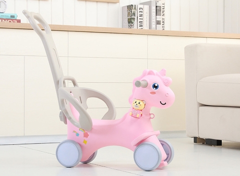 Ngựa bập bênh đa năng kiêm xe chòi chân và xe đẩy CAYABE Toys House WM19031-CDP màu hồng