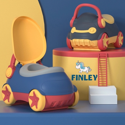 Bô vệ sinh cho bé Finley hình ô tô màu xanh đỏ