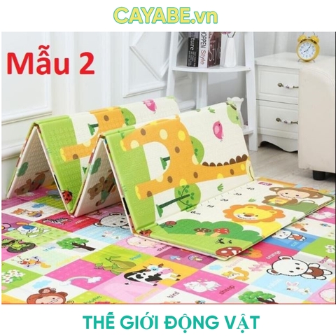 Thảm gấp gọn XPE CAYABE 2 mặt an toàn cho bé - Thế giới động vật (180x200x1 cm)