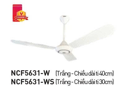 Quạt trần NANOCO NCF5631-W 3 cánh hộp số