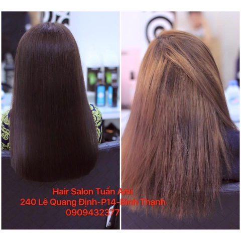 Trước và sau phục hồi keratin,nhuộm