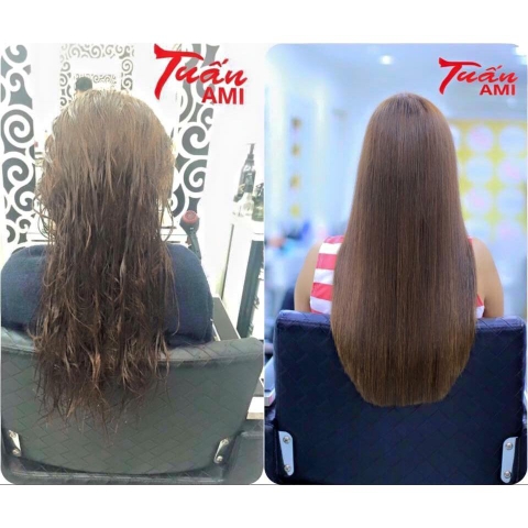 Trước và sau phục hồi keratin,nhuộm