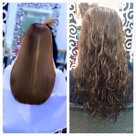 Trước và sau phục hồi keratin,