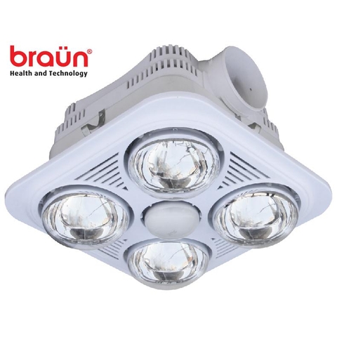 Đèn sưởi nhà tắm Braun 4 bóng vàng âm trần