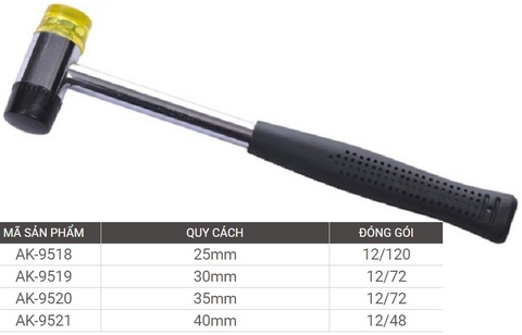Asaki Búa 2 đầu nhựa vàng trắng AK-9521