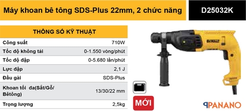 Máy khoan búa Dewalt D25032K-B1