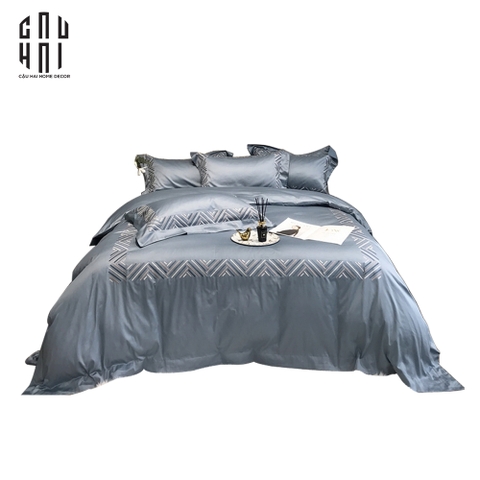 EATON BLUE PREMIUM SILK BEDDING SET