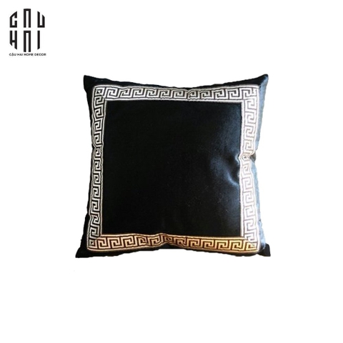 VỎ GỐI SOFA NHUNG CROCHET - NOIR 50X50CM