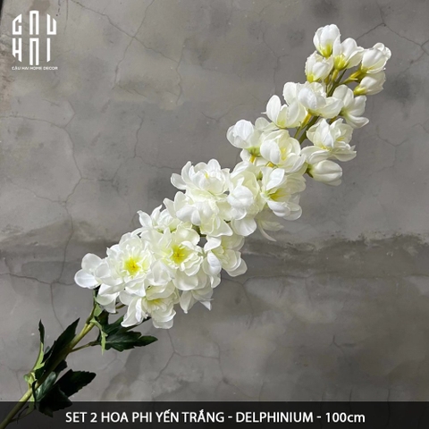 SET 2 CÀNH HOA PHI YẾN - DELPHINIUM - TRẮNG