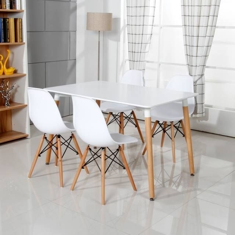 Bộ bàn ăn 4 ghế Eames chữ nhật giá rẻ-BA 50