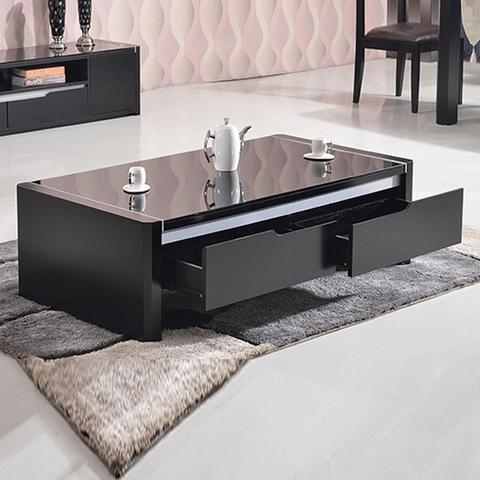 Bàn trà gỗ công nghiệp mặt kính giá rẻ - BT 40