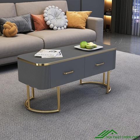 Bàn trà sofa cao cấp mặt đá chân mạ vàng - BT 77
