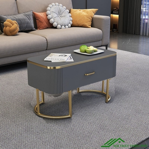 Bàn trà sofa cao cấp mặt đá chân mạ vàng - BT 77