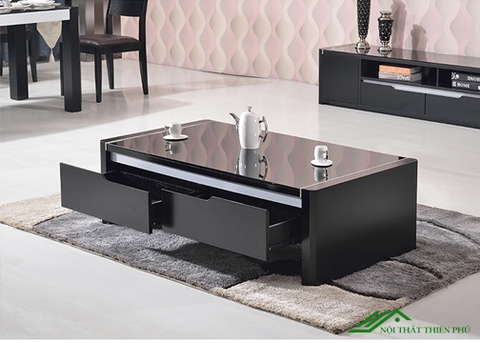 Bàn trà gỗ công nghiệp mặt kính giá rẻ - BT 40