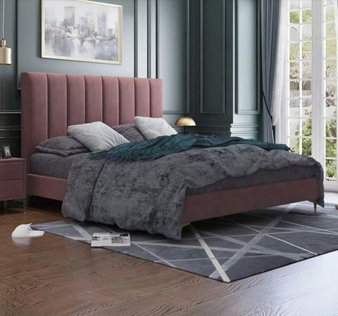 Giường ngủ bọc đệm nỉ cổ điển 1m6 - BD 08