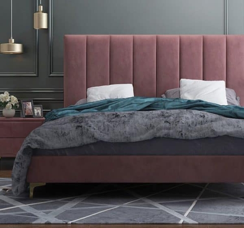 Giường ngủ bọc đệm nỉ cổ điển 1m6 - BD 08