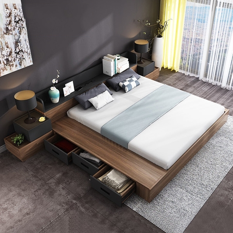 Giường ngủ gỗ kiểu Nhật hiện đại - GN 33