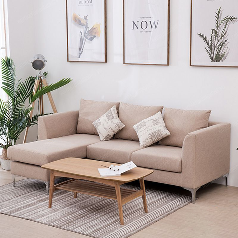 Sofa Góc Gỗ Tự Nhiên Bọc Nỉ Giá Rẻ - SF 23