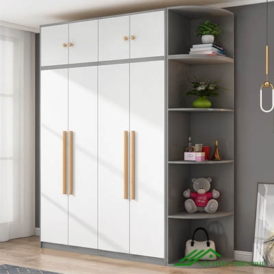 Tủ Quần Áo 4 Cánh Mở Có Kệ Góc Hiện Đại - QA 56