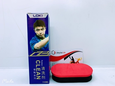 Bộ bình xịt + mút lau làm sạch mặt vợt Loki