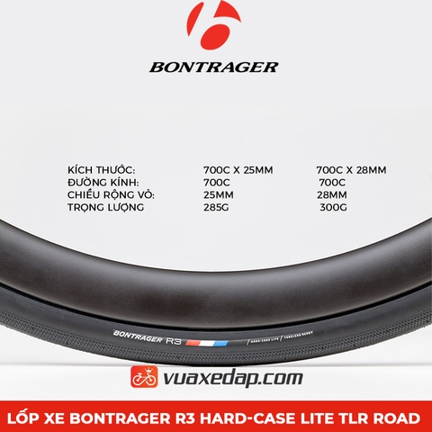 Lốp xe Bontrager R3 Hard-Case Lite TLR Road (MADE IN TAIWAN)