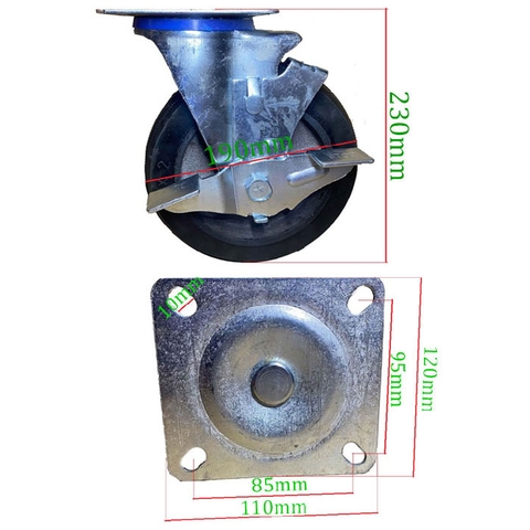 BÁNH XE CÔNG NGHIỆP VÀNH GANG D=200mm