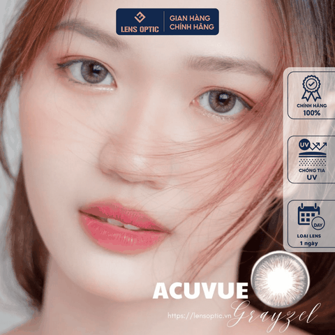 Kính áp tròng Acuvue Define Fresh Grayzel, lens mắt cận dùng 1 ngày màu xám - Lens Optic