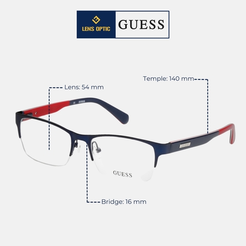 Gọng kính thép không gỉ Unisex, nam nữ Guess GU1859 54 091 chính hãng - LensOptic