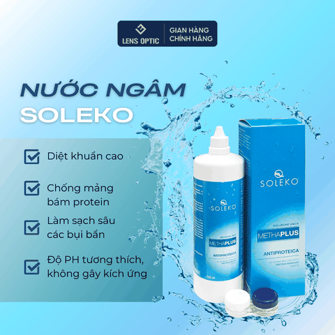 Nước ngâm kính áp tròng SOLEKO 380ML, nước ngâm lens cho mắt khô