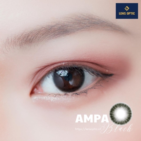 Lens mắt màu đen áp tròng Ampa black 14.0mm, kính áp tròng có độ cận -0.00>6.00-Lens Optic