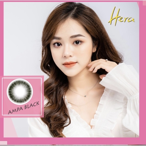 Lens mắt màu đen áp tròng Ampa black 14.0mm, kính áp tròng có độ cận -0.00>6.00-Lens Optic