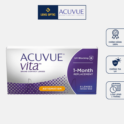 Kính áp tròng cận loạn Acuvue Vita Astigmatism 1 tháng